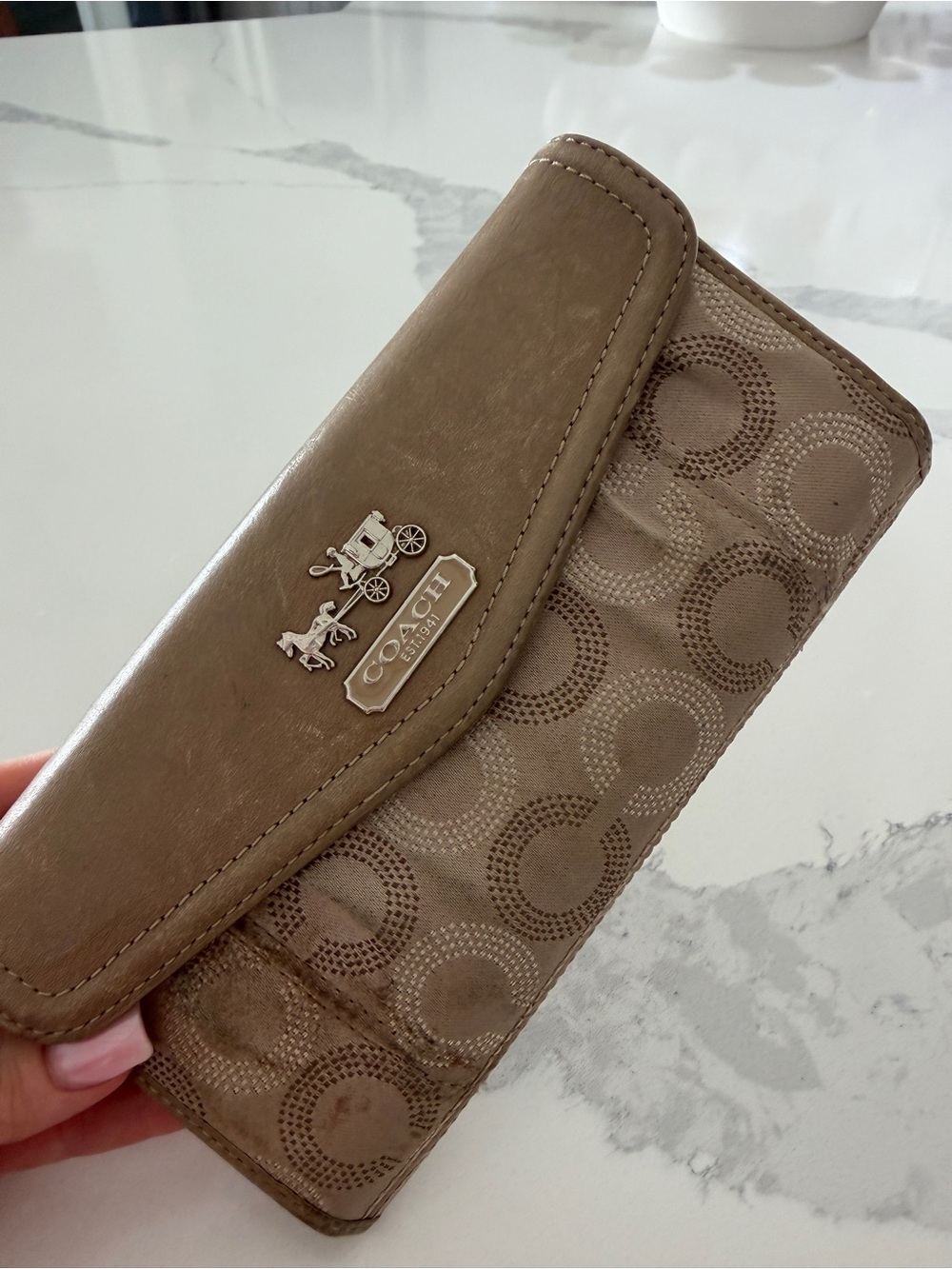 Coach Continental Wallet in Taupe Brown